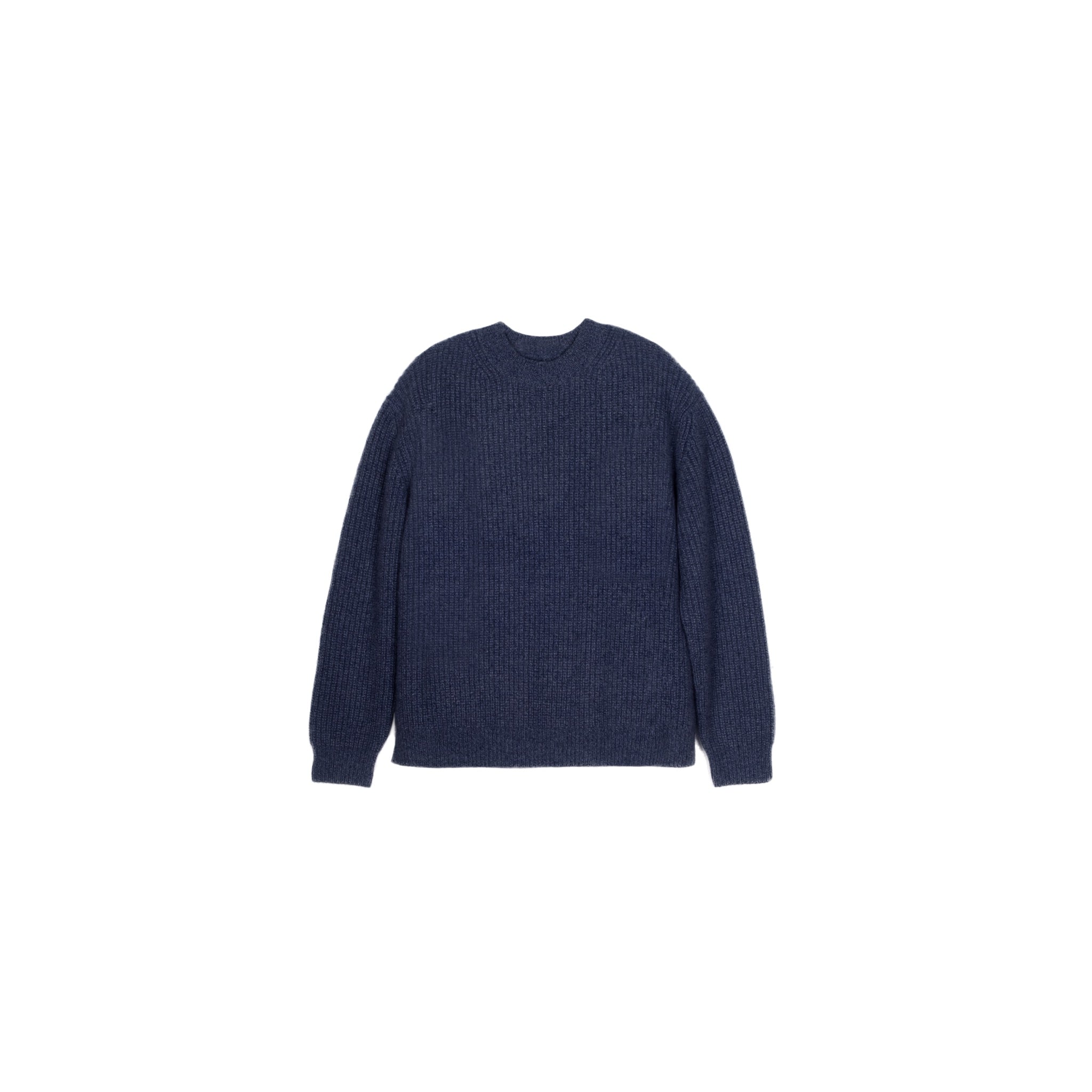 Heavy cashmere sweater in navy marl, front view