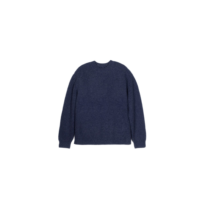 Heavy cashmere sweater in navy marl, front view