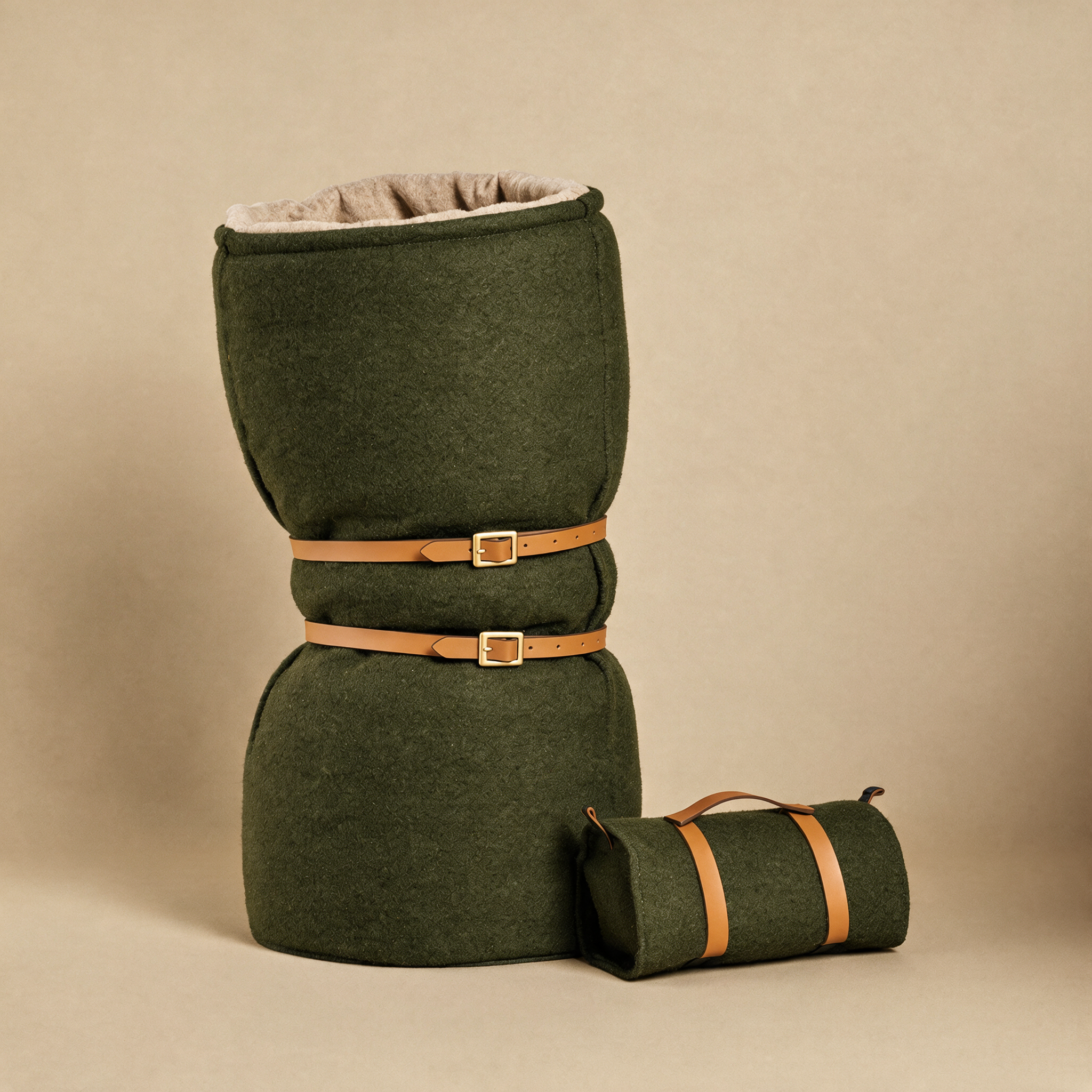 Expedition Sleeping Bag in Olive, rolled