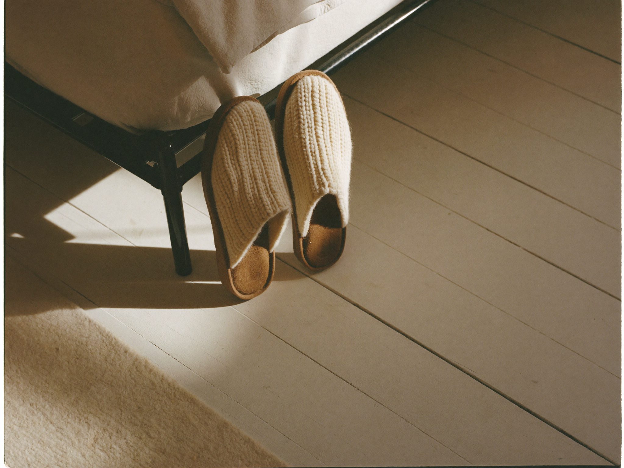 Cashmere Mule Slippers on the ger floor