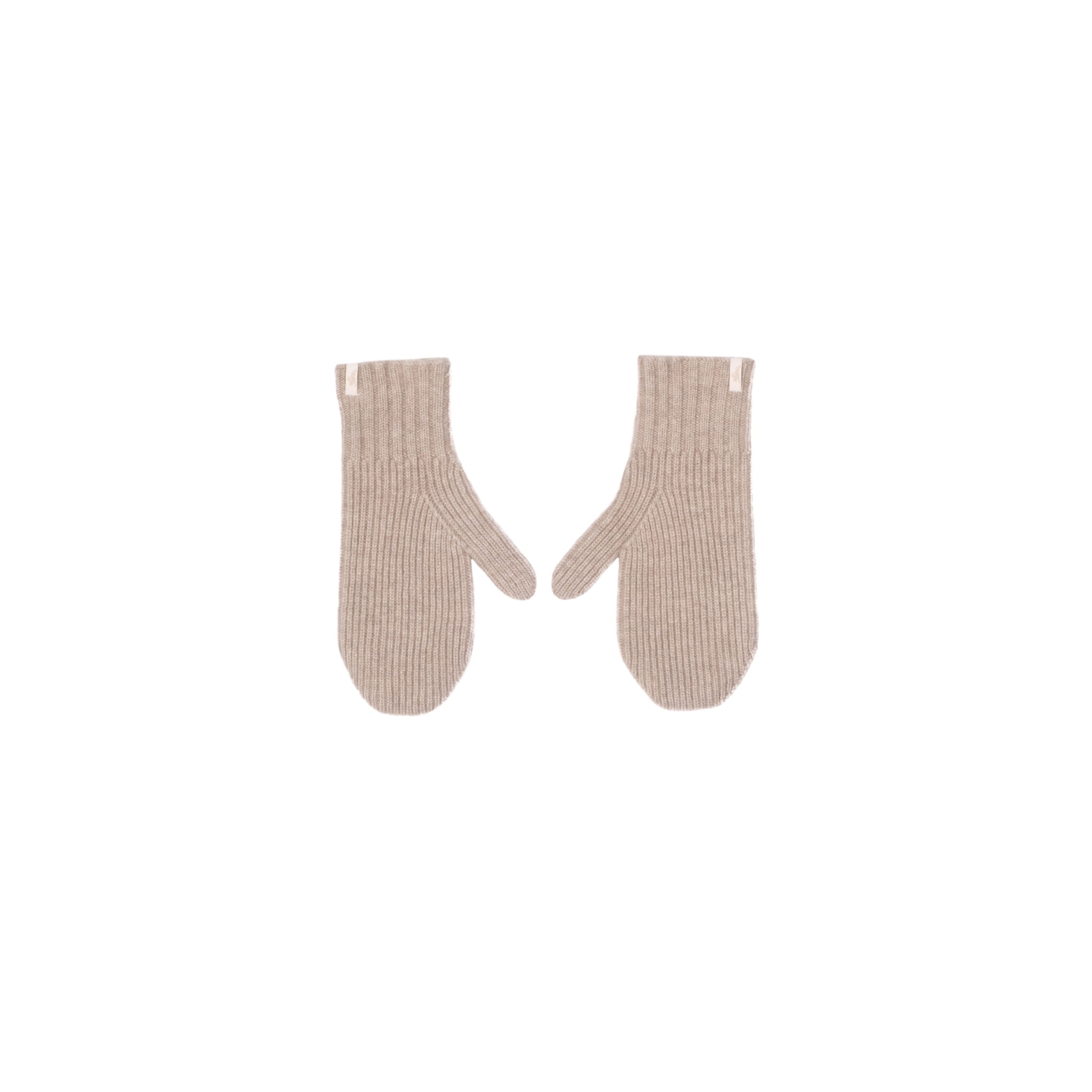 Ribbed cashmere mittens, flat