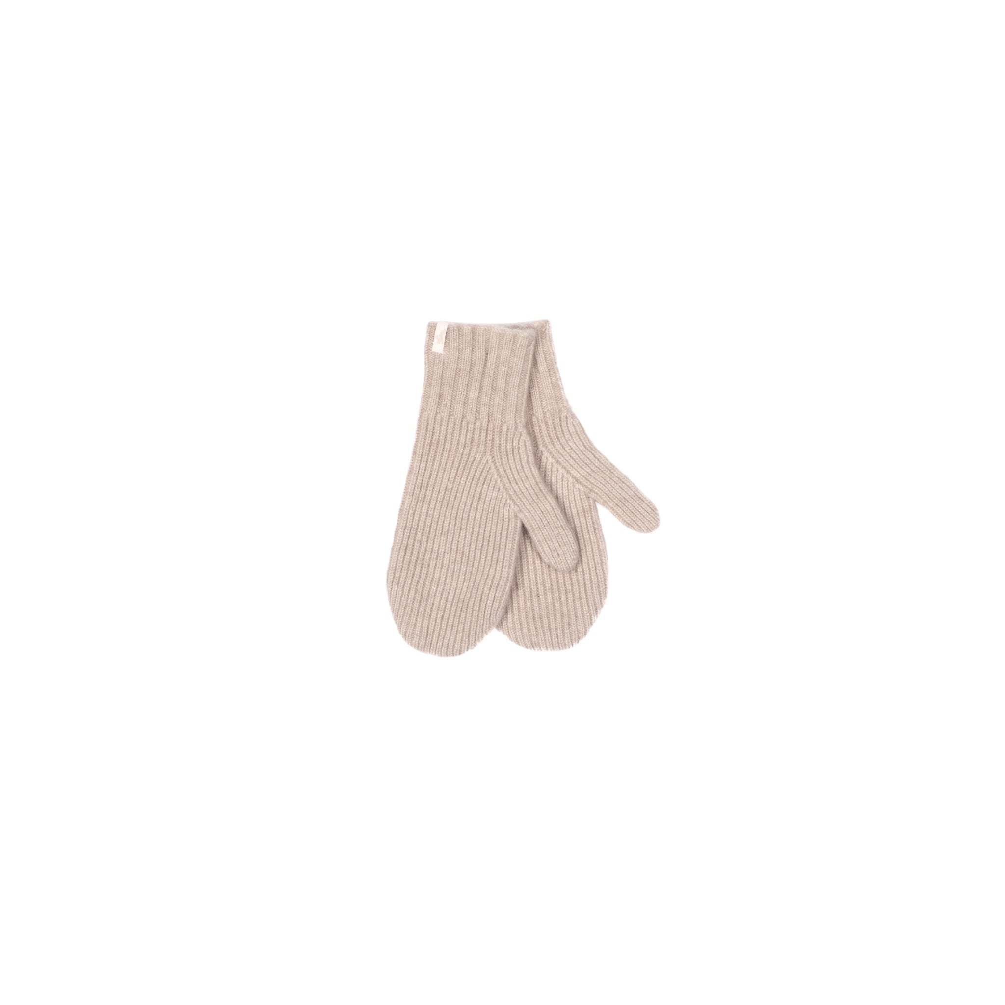 Ribbed cashmere mittens in beige