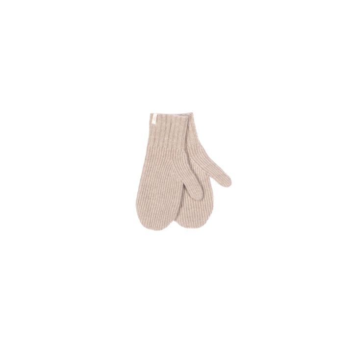 Ribbed cashmere mittens in beige