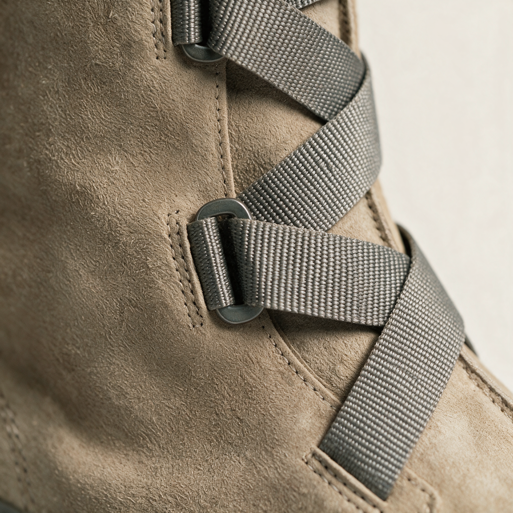 Suede and webbing detail