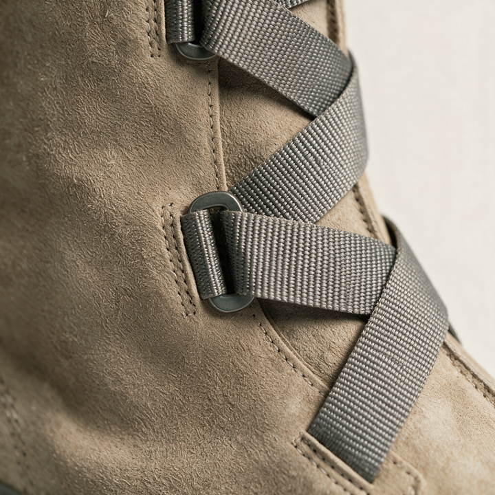 Suede and webbing detail
