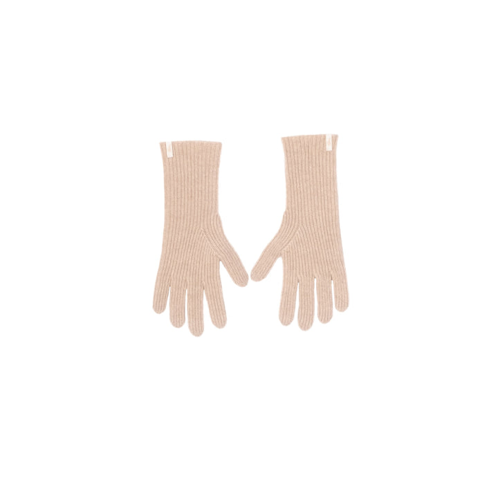 Ribbed cashmere gloves in beige
