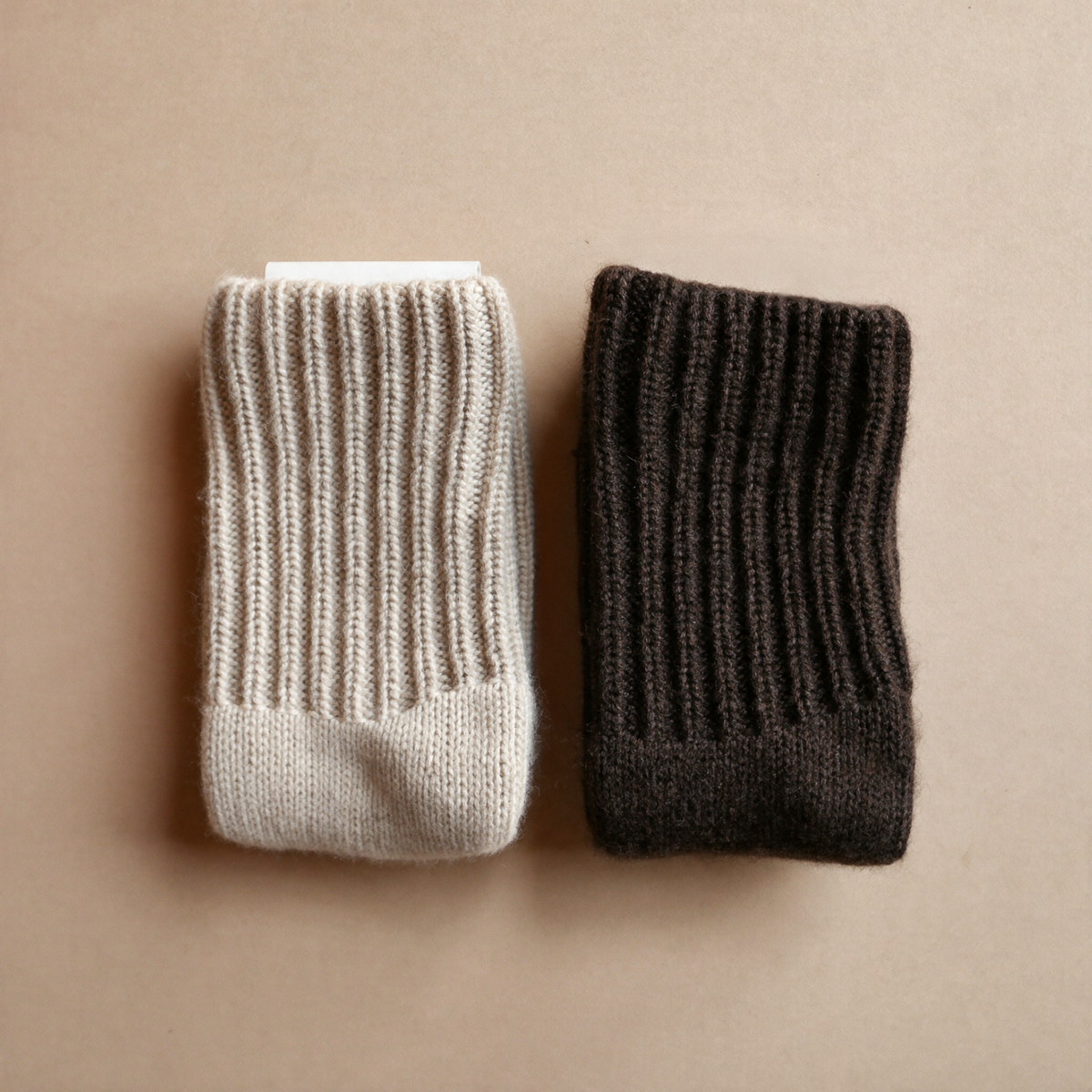 Cabin Socks in Oatmeal and Charcoal Brown