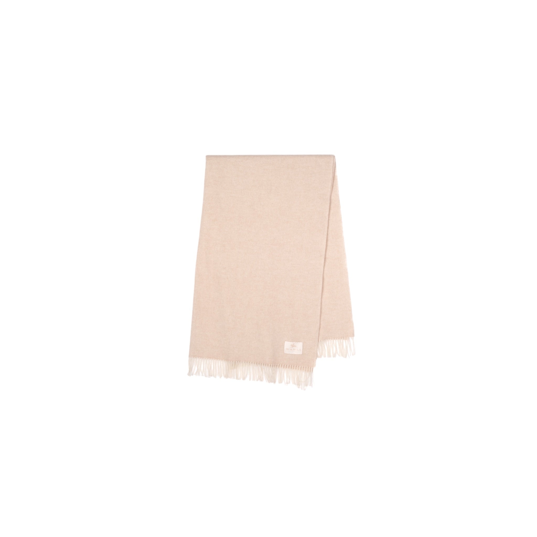 Wool scarf in pale beige with fringe