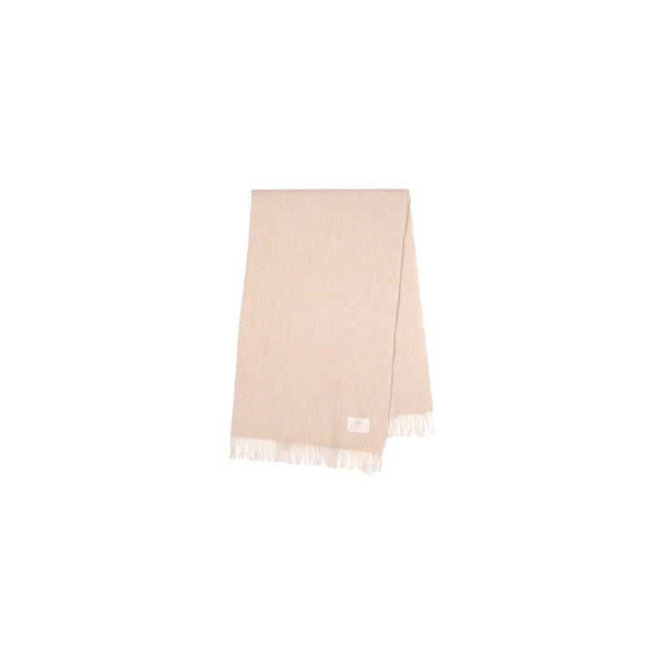 Wool scarf in pale beige with fringe